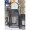 16" Black Iron Contemporary Candle Holder Lantern